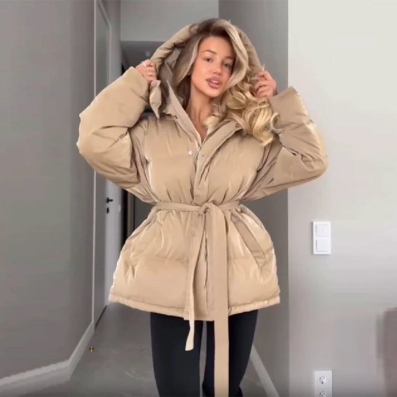 Chic Autumn & Winter Cotton Padded Hoodie Jacket for Women - Maison Novaire