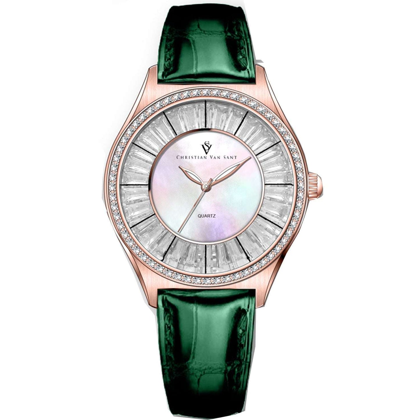Christian Van Sant Luna | Women's Quartz Leather Dress Watch | 40mm MOP Dial - Maison Novaire