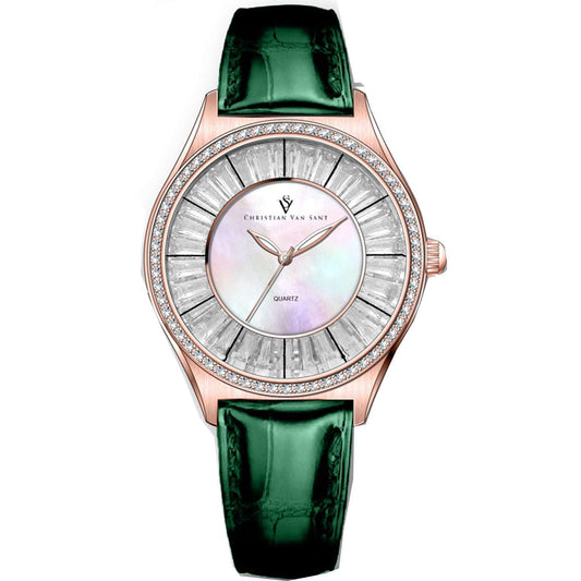 Christian Van Sant Luna | Women's Quartz Leather Dress Watch | 40mm MOP Dial - Maison Novaire