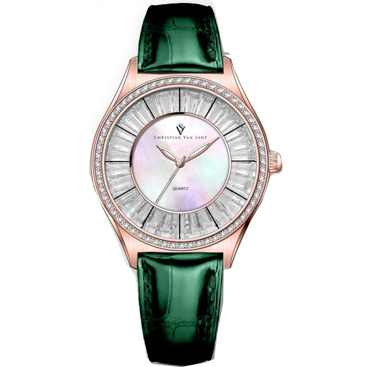 Christian Van Sant Luna | Women's Quartz Leather Dress Watch | 40mm MOP Dial - Maison Novaire