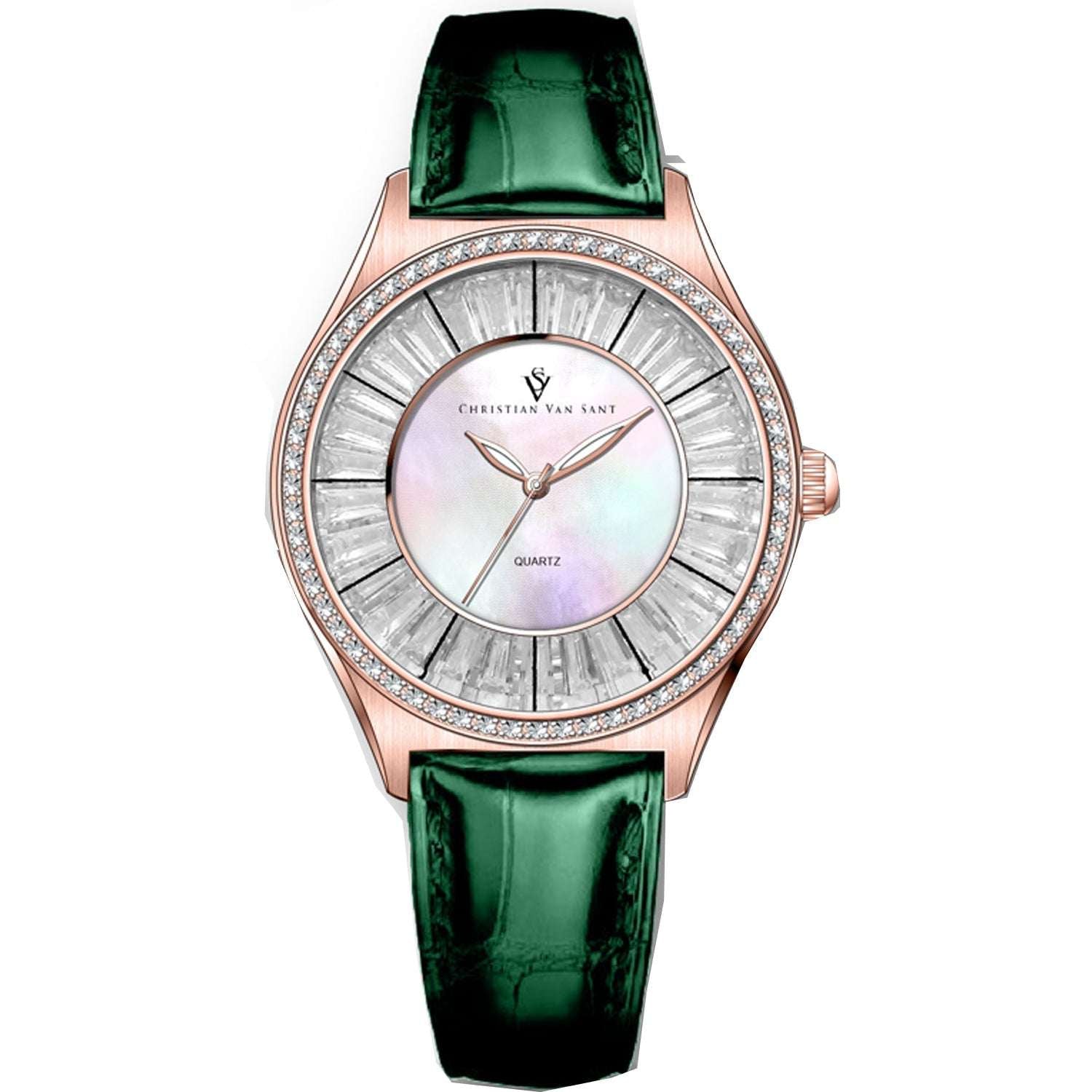 Christian Van Sant Luna | Women's Quartz Leather Dress Watch | 40mm MOP Dial - Maison Novaire
