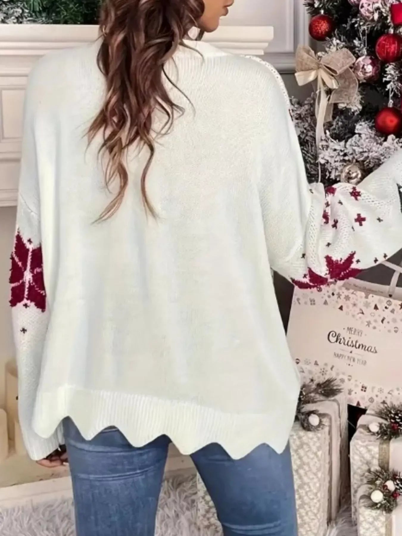 Christmas Tree Pattern Round Neck Sweater - Maison Novaire #