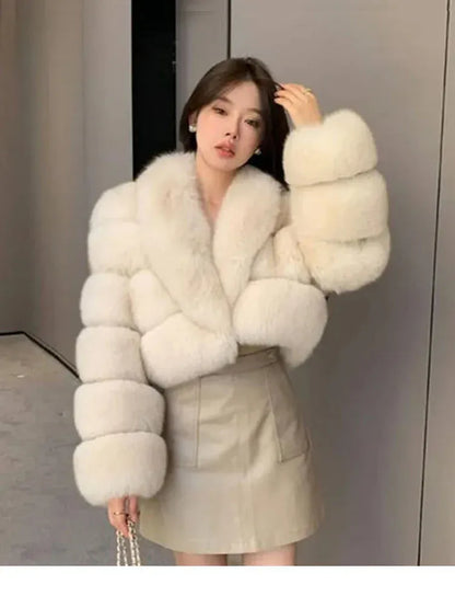 Cropped Faux Fur Coat - Maison Novaire #