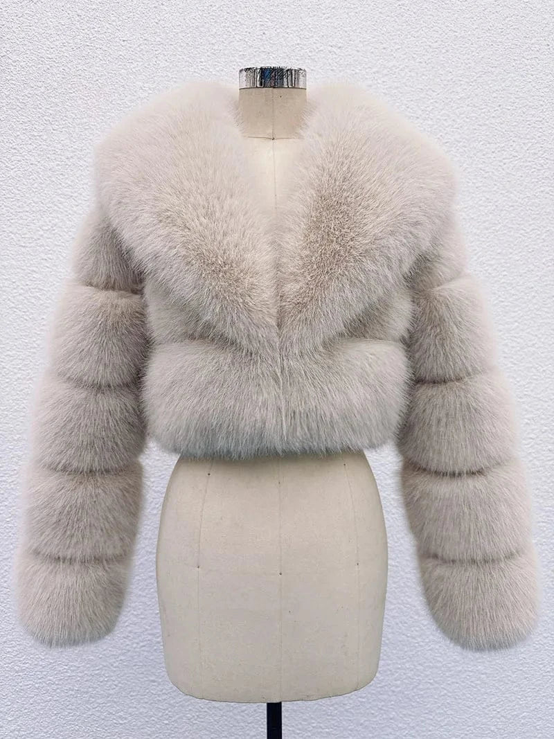 Cropped Faux Fur Coat - Maison Novaire #