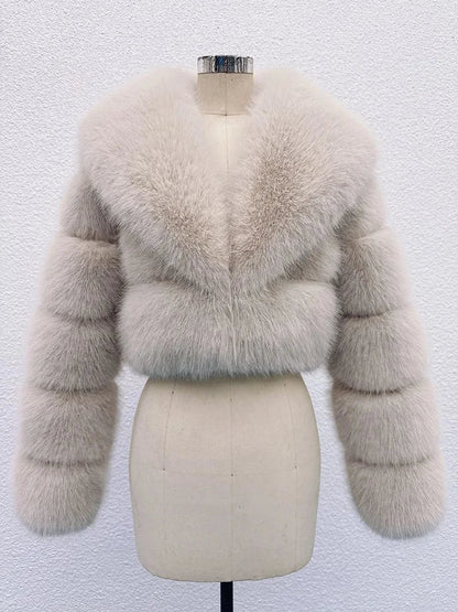 Cropped Faux Fur Coat - Maison Novaire #