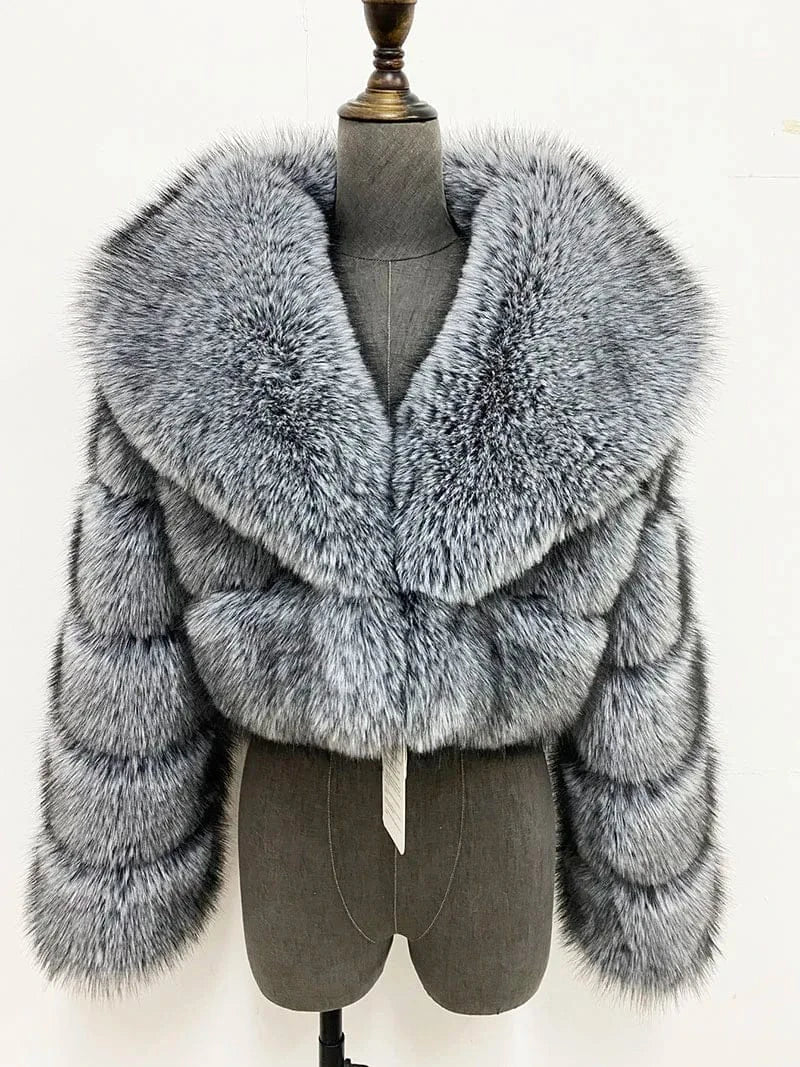 Cropped Faux Fur Coat - Maison Novaire #
