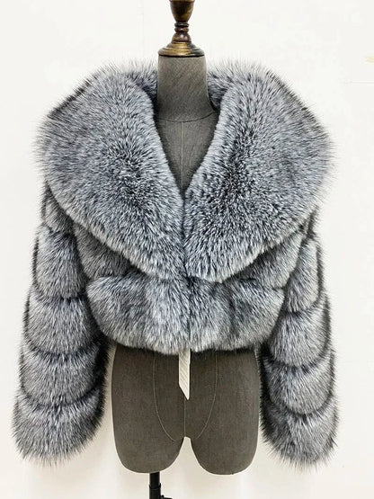 Cropped Faux Fur Coat - Maison Novaire #