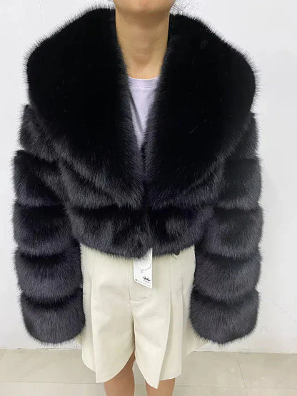 Cropped Faux Fur Coat - Maison Novaire #