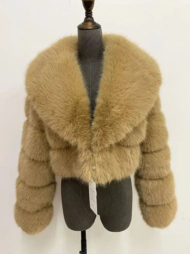 Cropped Faux Fur Coat - Maison Novaire #