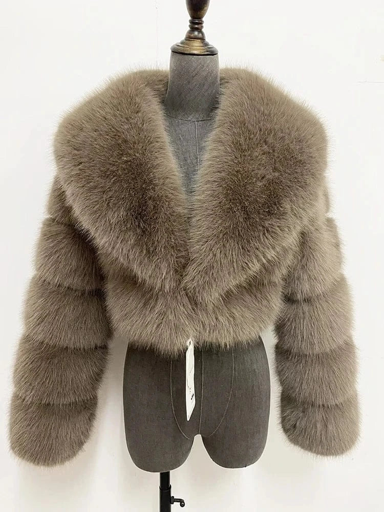 Cropped Faux Fur Coat - Maison Novaire #