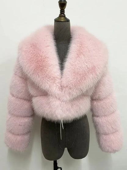 Cropped Faux Fur Coat - Maison Novaire #