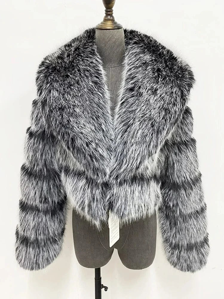 Cropped Faux Fur Coat - Maison Novaire #