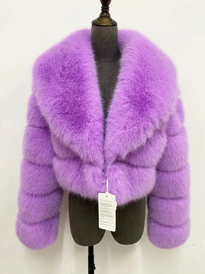 Cropped Faux Fur Coat - Maison Novaire #