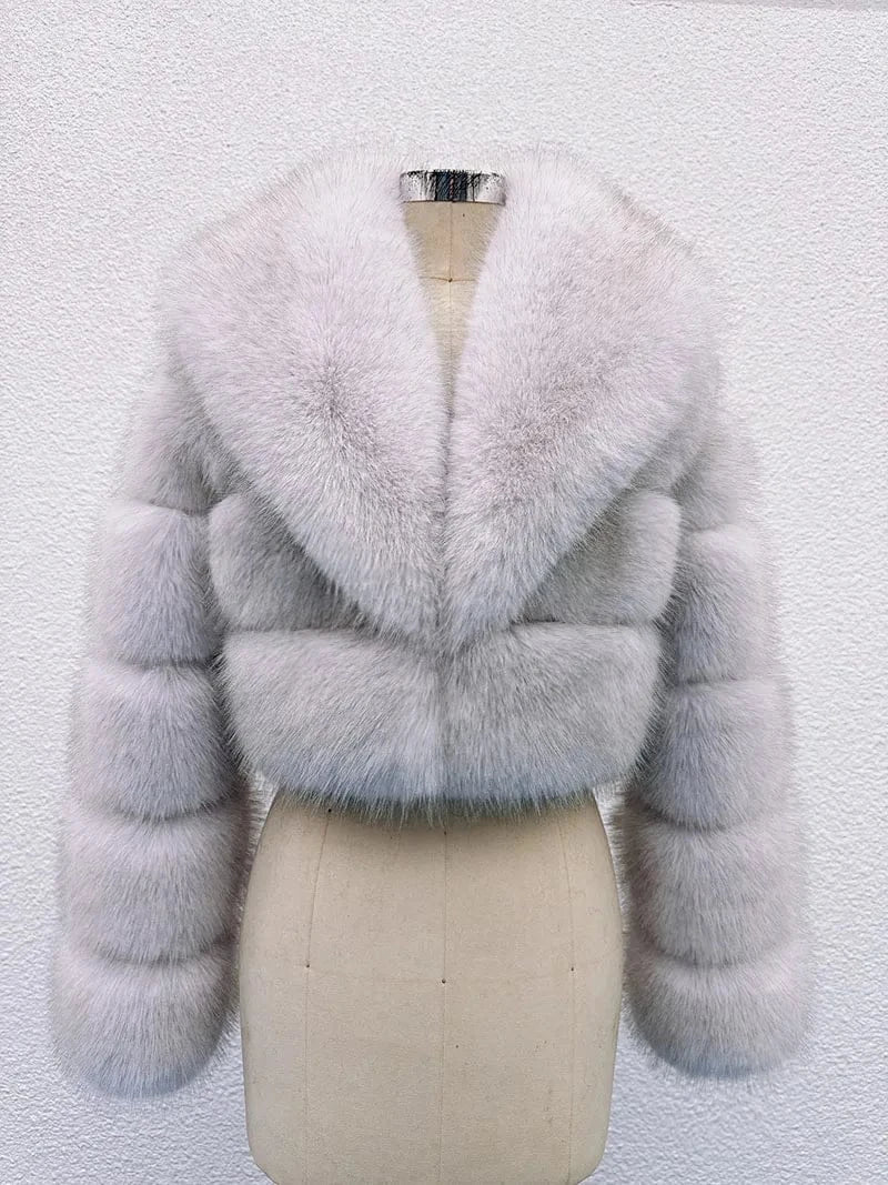 Cropped Faux Fur Coat - Maison Novaire #