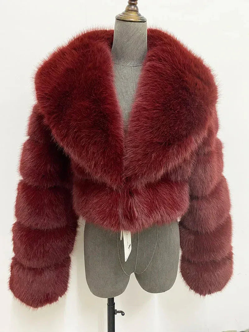 Cropped Faux Fur Coat - Maison Novaire #