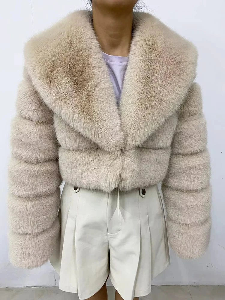 Cropped Faux Fur Coat - Maison Novaire #
