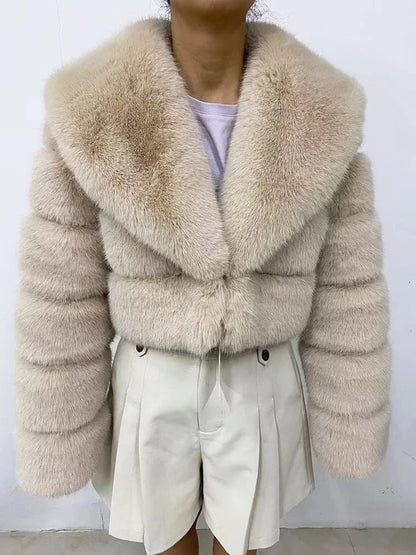 Cropped Faux Fur Coat - Maison Novaire #