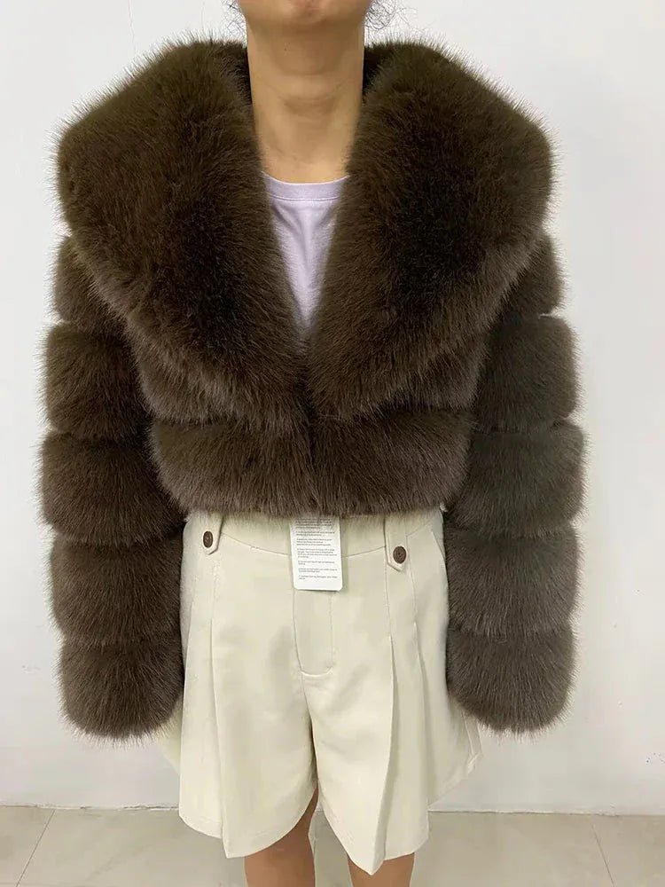 Cropped Faux Fur Coat - Maison Novaire #