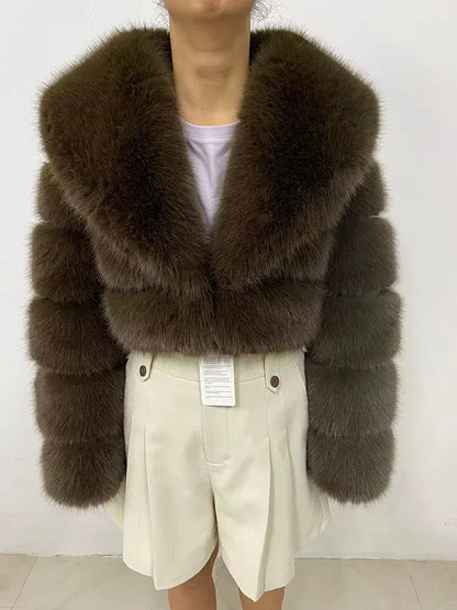 Cropped Faux Fur Coat - Maison Novaire #