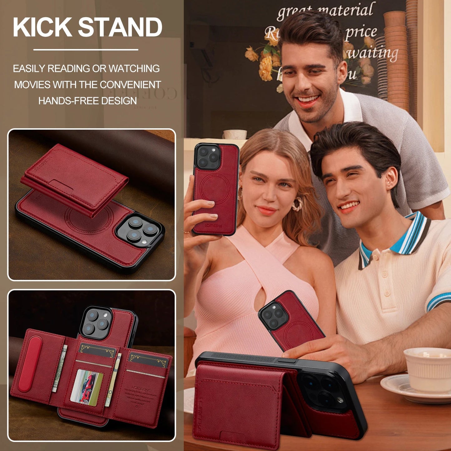 Detachable Magnetic Leather Case For iPhone - BLAKESTORE-NG