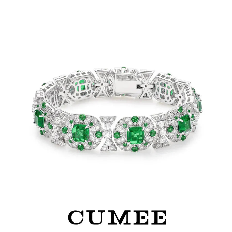 Diamond Cultivated Synthetic Emerald Bracelet. - BLAKESTORE-NG