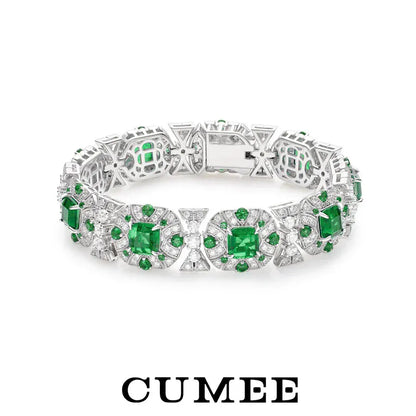 Diamond Cultivated Synthetic Emerald Bracelet. - BLAKESTORE-NG