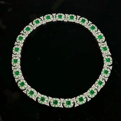 Diamond Cultivated Synthetic Emerald Bracelet. - BLAKESTORE-NG