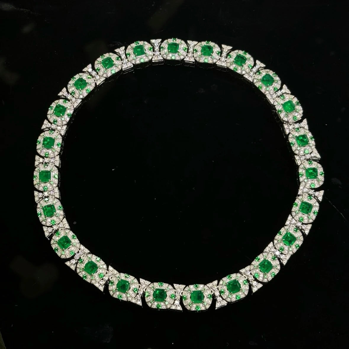 Diamond Cultivated Synthetic Emerald Bracelet in 925 Sterling Silver  - Necklace - Maison Novaire