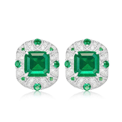 Diamond Cultivated Synthetic Emerald Bracelet in 925 Sterling Silver  - earrings - Maison Novaire