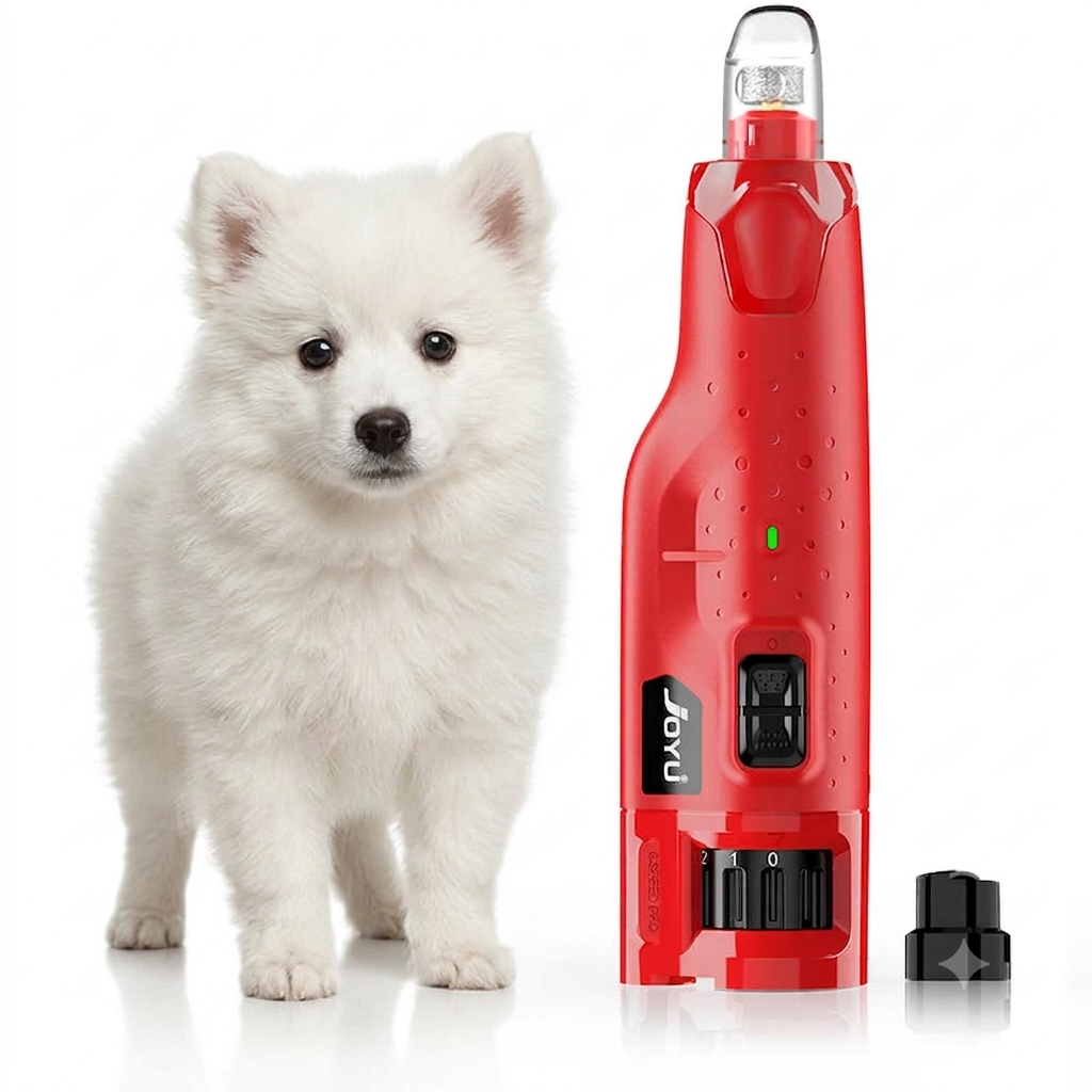Dog Nail Grinder with 2 LED Lights – Super Quiet 6‑Speed Dustproof Trimmer  - N65 RED - Maison Novaire