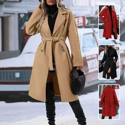 Double-Breasted Winter Coat with Belt. - Maison Novaire #
