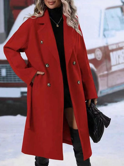 Double-Breasted Winter Coat with Belt. - Maison Novaire #