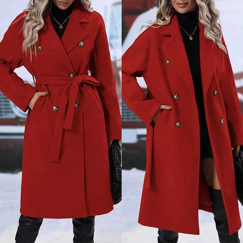 Double-Breasted Winter Coat with Belt. - Maison Novaire #