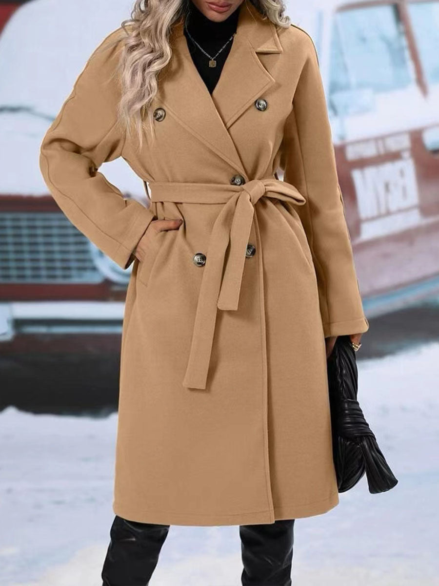 Double-Breasted Winter Coat with Belt. - Maison Novaire #