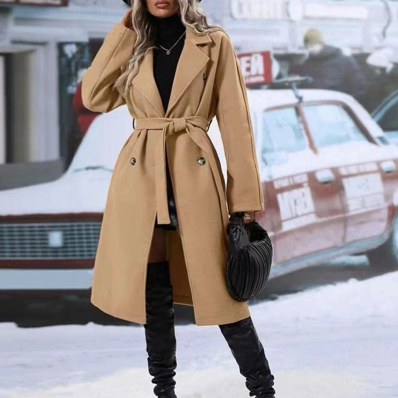 Double-Breasted Winter Coat with Belt. - Maison Novaire #