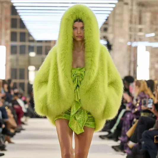 Eco-Friendly Faux Fox Fur Hooded Jacket for Women – Korean Premium Warm Winter Coat - BLAKESTORE-NG