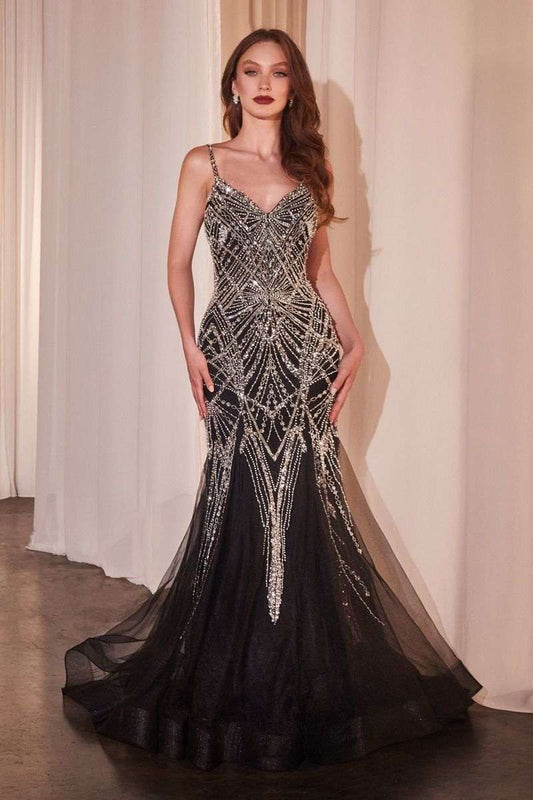 Embellished Black Mermaid Dress - Maison Novaire