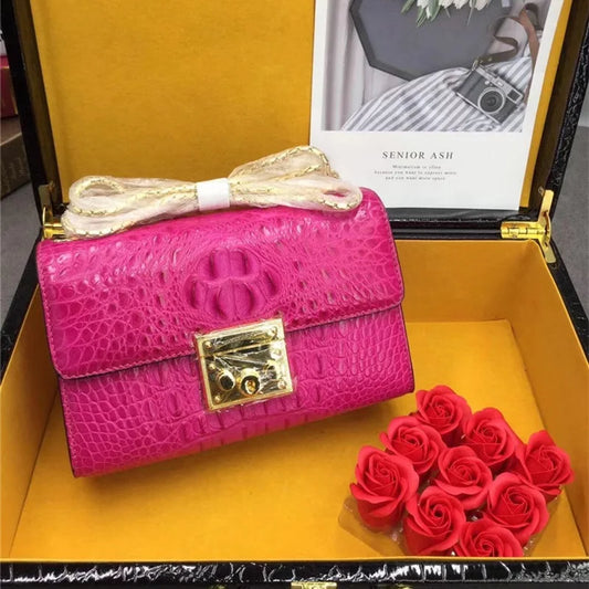Exotic Crocodile Small Purse | Genuine Alligator Flap Bag | Chain Shoulder - Maison Novaire