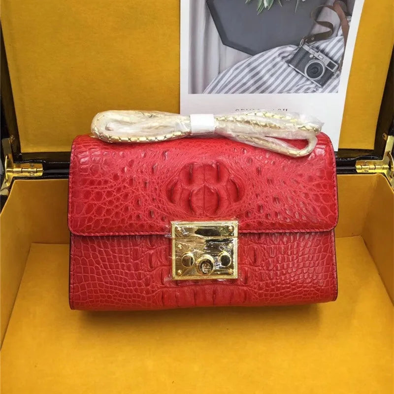 Exotic Crocodile Small Purse | Genuine Alligator Flap Bag | Chain Shoulder - Maison Novaire