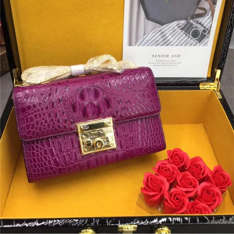 Exotic Crocodile Small Purse | Genuine Alligator Flap Bag | Chain Shoulder - Maison Novaire