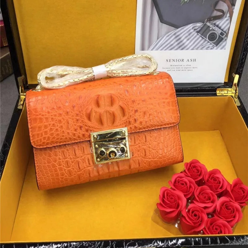 Exotic Crocodile Small Purse | Genuine Alligator Flap Bag | Chain Shoulder - Maison Novaire