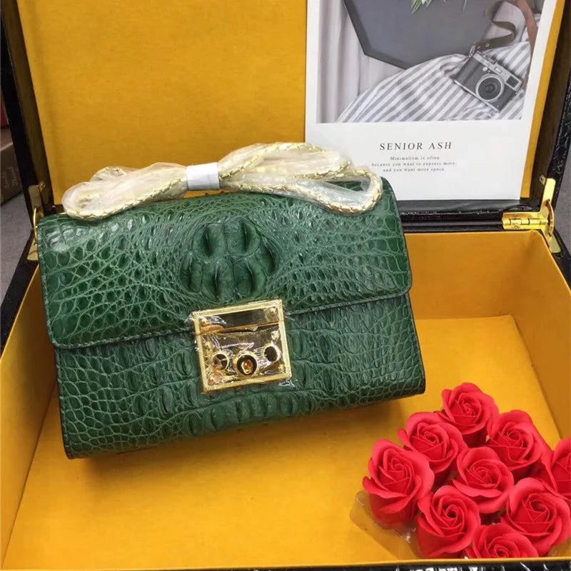 Exotic Crocodile Small Purse | Genuine Alligator Flap Bag | Chain Shoulder - Maison Novaire