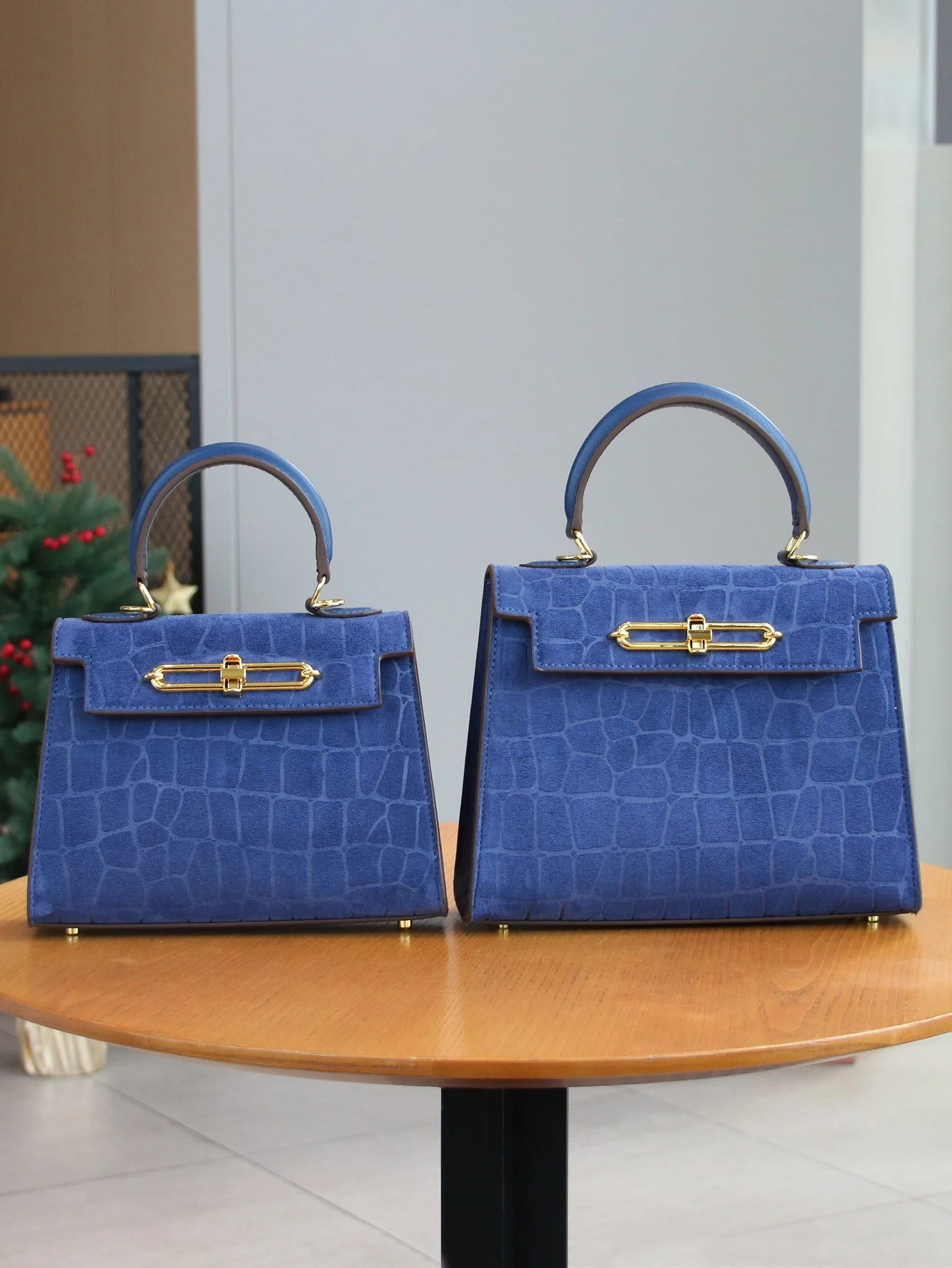 Fall/Winter Frosted Crocodile Fashion Handbag  - l-dahao / blue- Maison Novaire