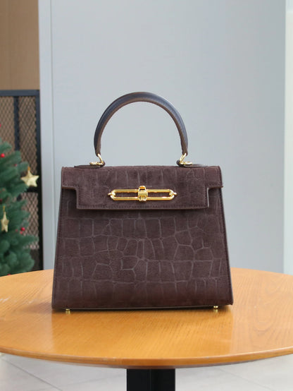 Fall/Winter Frosted Crocodile Fashion Handbag  - l-dahao / Coffee - Maison Novaire