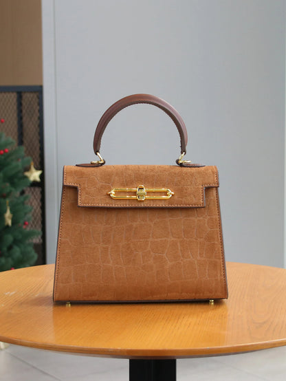 Fall/Winter Frosted Crocodile Fashion Handbag  - l-dahao / Brown - Maison Novaire