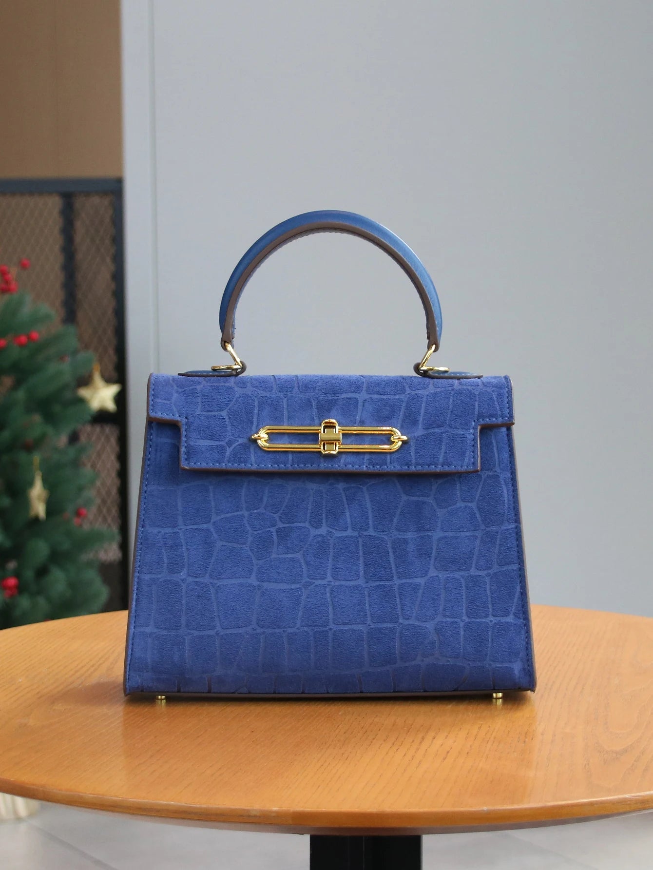Fall/Winter Frosted Crocodile Fashion Handbag  - S-xiaohao / Blue - Maison Novaire
