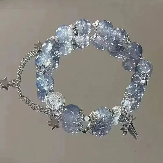 Fantasy Blue Crystal Beads Elastic  Bracelet. - BLAKESTORE-NG