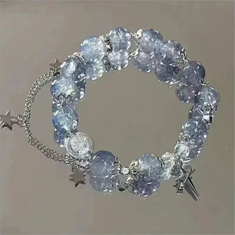 Fantasy Blue Crystal Beads Elastic  Bracelet. - BLAKESTORE-NG