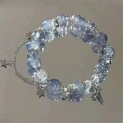Fantasy Blue Crystal Beads Elastic  Bracelet. - BLAKESTORE-NG