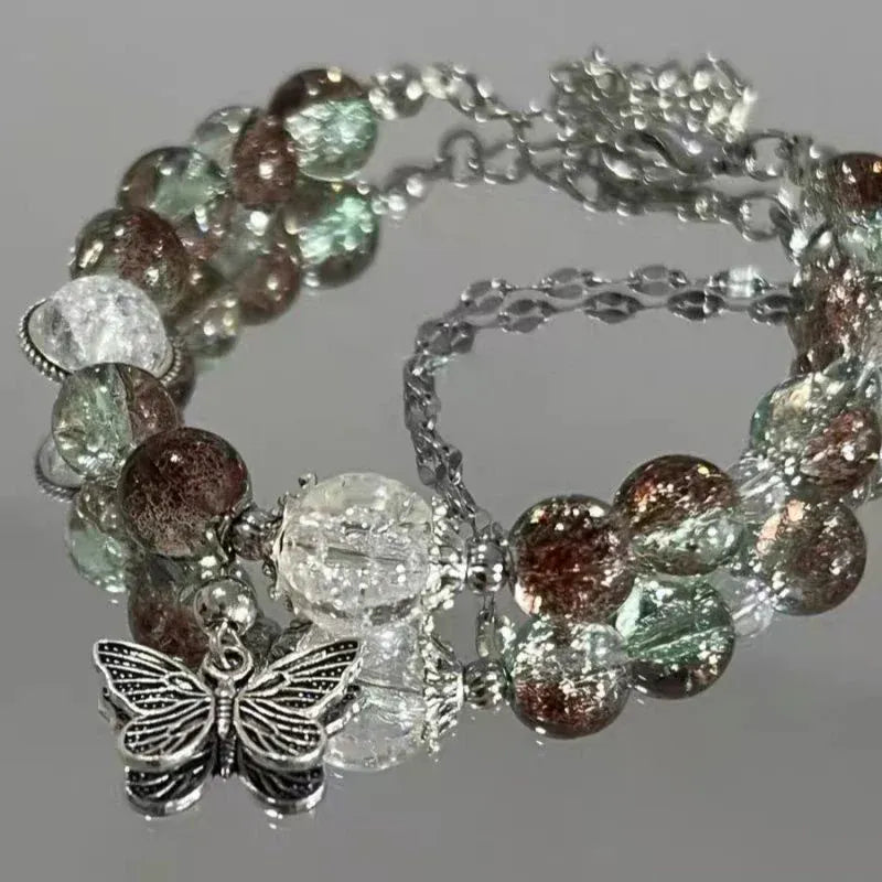 Fantasy Blue Crystal Beads Elastic  Bracelet. - BLAKESTORE-NG